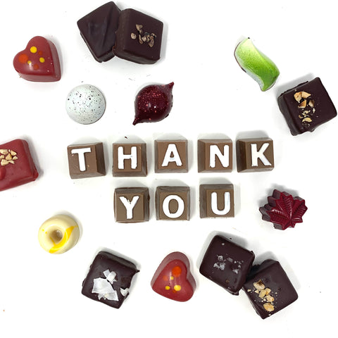 “Thank you” Chocolate Box - Cocoa40 Inc. - Best Gourmet Chocolate Gifts in Toronto! Our chocolates and confections are made by hand in Richmond Hill, Canada. Shop small and support local.