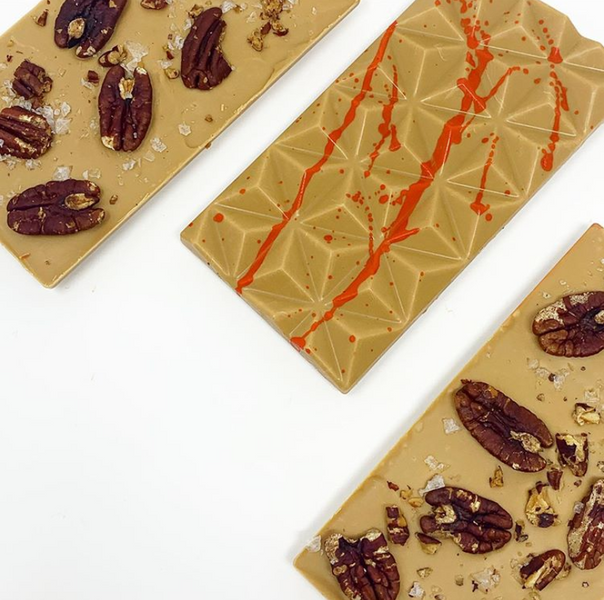 New Product: 32% Dulcey Salted Pecan Chocolate Bar