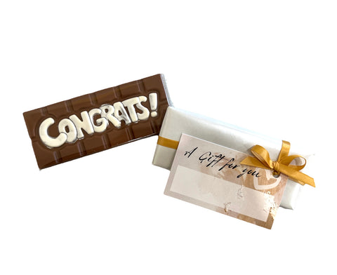 Chocolate Message Bar - Cocoa40 Inc. - Extraordinary Gourmet Chocolate Gifts in Toronto! Our chocolates, confections and gelato are made by hand in Newmarket, Ontario. Shop small and support local.