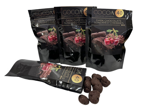 Cerises séchées au soleil enrobées de chocolat