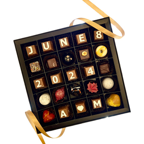 Custom Chocolate Letter Box - Made to Order - Cocoa40 Inc. - Extraordinary Gourmet Chocolate Gifts in Toronto! Our chocolates, confections and gelato are made by hand in Newmarket, Ontario. Shop small and support local.