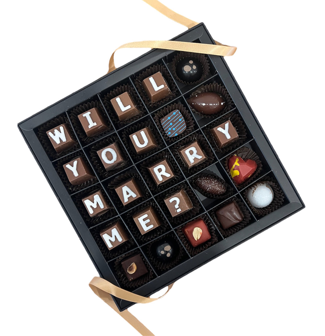 “Will You Marry Me?” Proposal Chocolate Letter Box - Made to Order