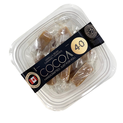 Vanilla Bean Caramel Candies - Cocoa40 Inc. - Extraordinary Gourmet Chocolate Gifts in Toronto! Our chocolates, confections and gelato are made by hand in Newmarket, Ontario. Shop small and support local.