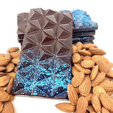 70% Guanaja Almond Bar (Dairy-free/Vegan) - #Chocolate4Change - Cocoa40 Inc. - Extraordinary Gourmet Chocolate Gifts in Toronto! Our chocolates, confections and gelato are made by hand in Newmarket, Ontario. Shop small and support local.