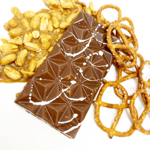 40% Peanut Pretzel Bar - #Chocolate4Change - Cocoa40 Inc. - Extraordinary Gourmet Chocolate Gifts in Toronto! Our chocolates, confections and gelato are made by hand in Newmarket, Ontario. Shop small and support local.