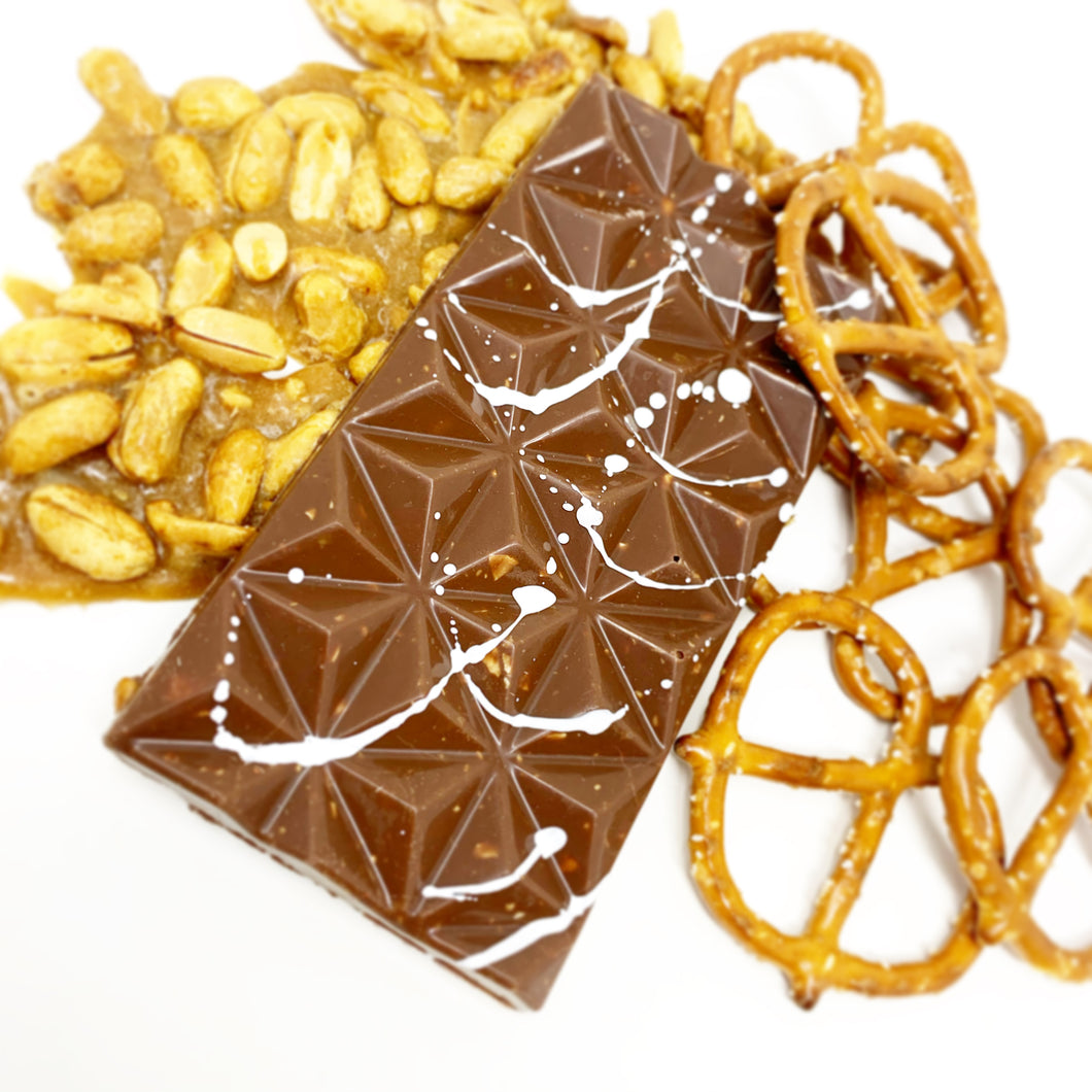 40% Peanut Pretzel Bar - #Chocolate4Change - Cocoa40 Inc. - Best Gourmet Chocolate Gifts in Toronto! Our chocolates and confections are made by hand in Richmond Hill, Canada. Shop small and support local.